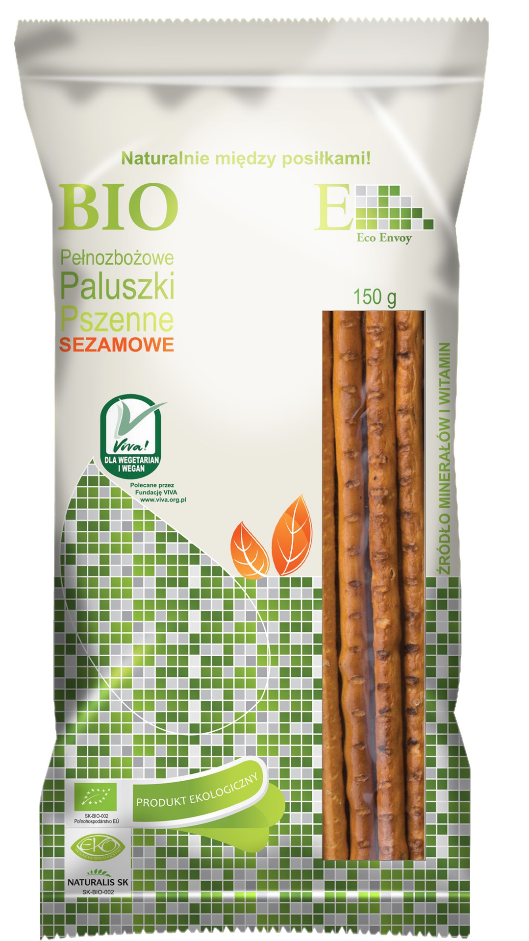 Paluszki Pełnoziarniste Z Sezamem Bio 150 G - Envoy