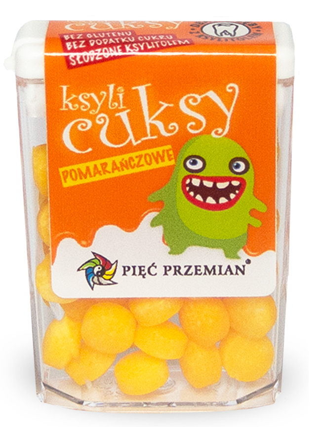 Cukierki Z Ksylitolu Ksylicuksy O Smaku Pomarańczowym Bezglutenowe 13 G - Pięć Przemian