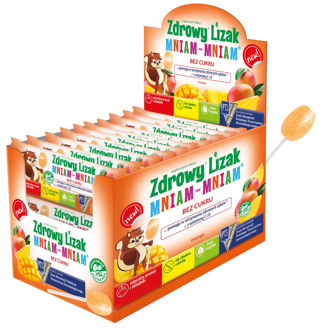 Lizak O Smaku Mango Z Witaminą D I C Bezglutenowy 6 G - Mniam Mniam Starpharma