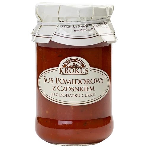 Sos Pomidorowy Z Czosnkiem Bez Dodatku Cukrów 340 G - Krokus