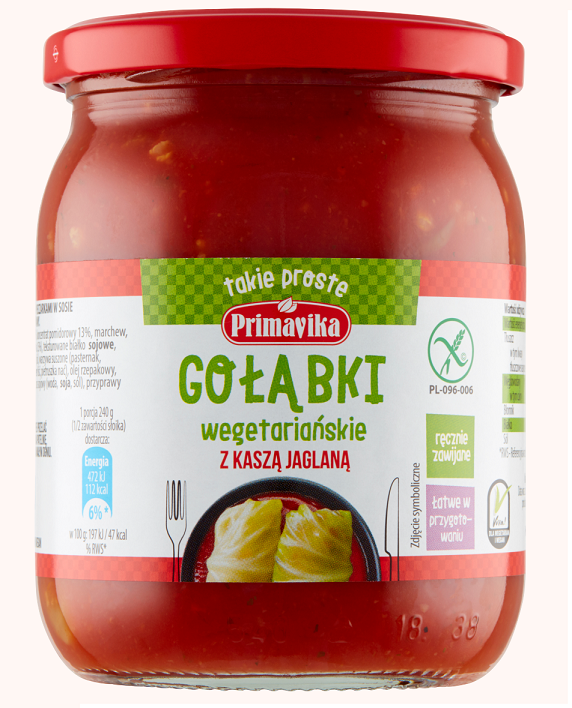 Gołąbki Z Kaszą Jaglaną I Pieczarkami W Sosie Pomidorowym Bezglutenowe 480 G - Primavika