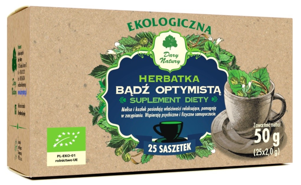 Herbatka Bądź Optymistą Bio (25 X 2 G) 50 G - Dary Natury