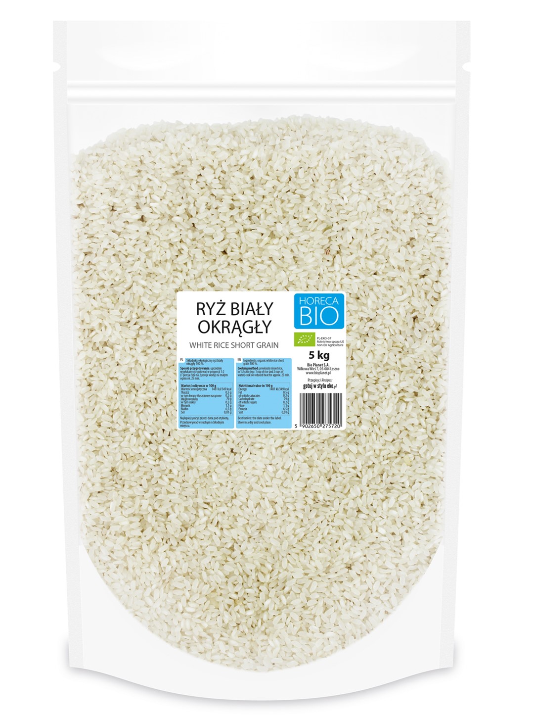 Ryż Biały Okrągły Bio 5 Kg - Horeca