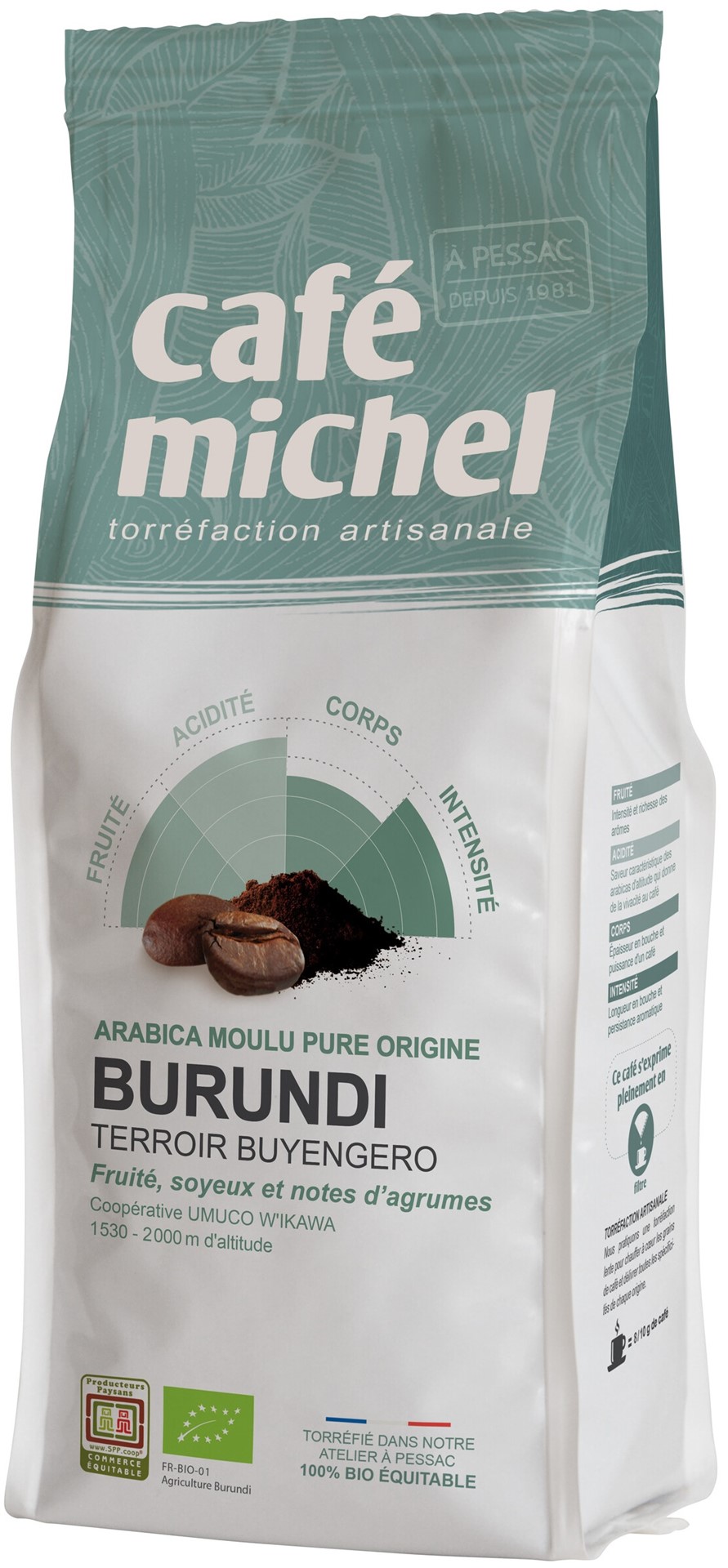 Kawa Mielona Arabica 100 % Burundi Fair Trade Bio 250 G - Cafe Michel