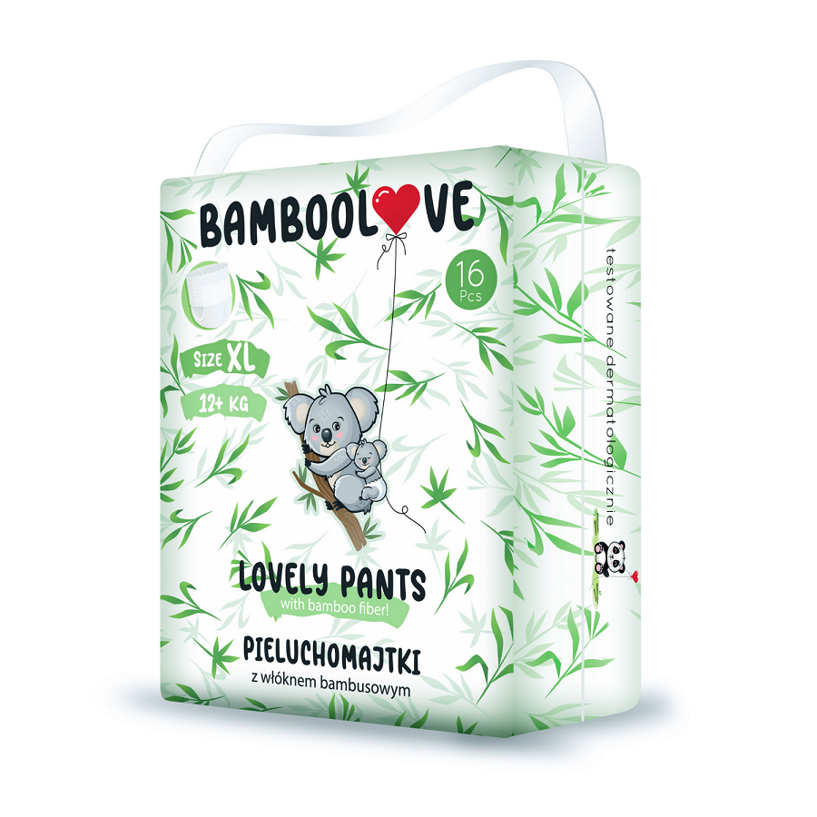 Pieluchomajtki Z Włóknem Bambusowym Rozmiar Xl 12+ Kg (16 Szt.) - Bamboolove