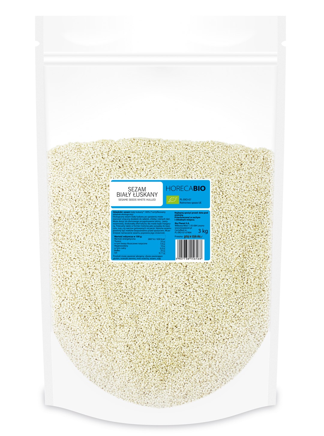 Sezam Biały Łuskany Bio 3 Kg - Horeca
