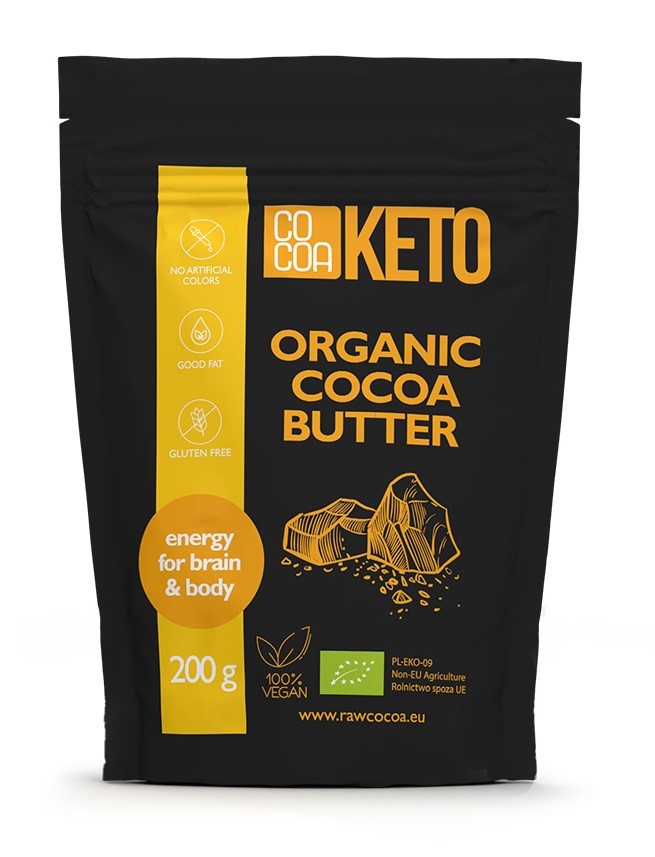 Tłuszcz Kakaowy Keto Bezglutenowy Bio 200 G - Cocoa