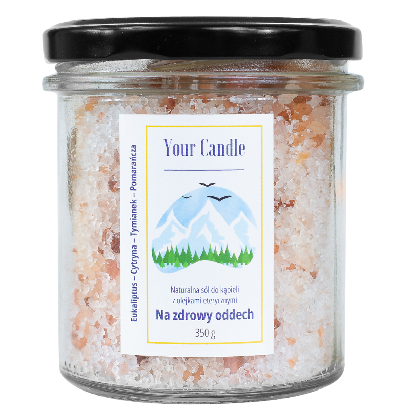 Sól Do Kąpieli Naturalna Z Olejkami Eterycznymi Na Zdrowy Oddech 350 G - Your Candle