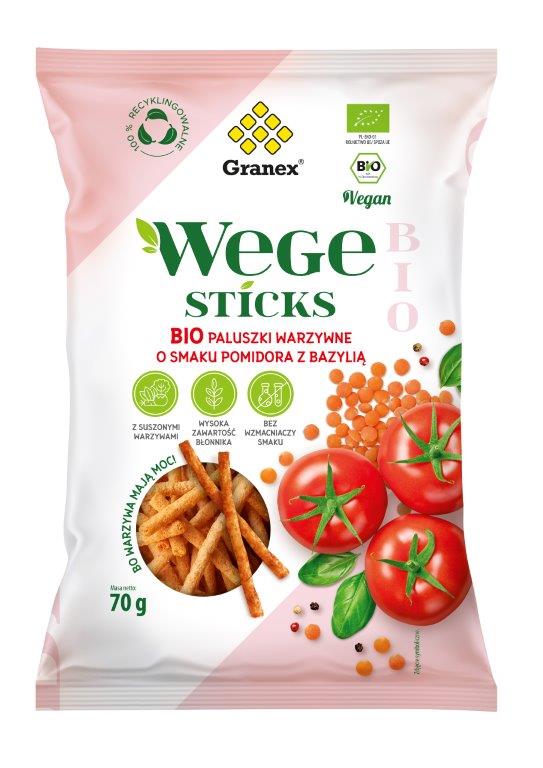 Paluszki Warzywne O Smaku Pomidora Z Bazylią Bio 70 G - Granex