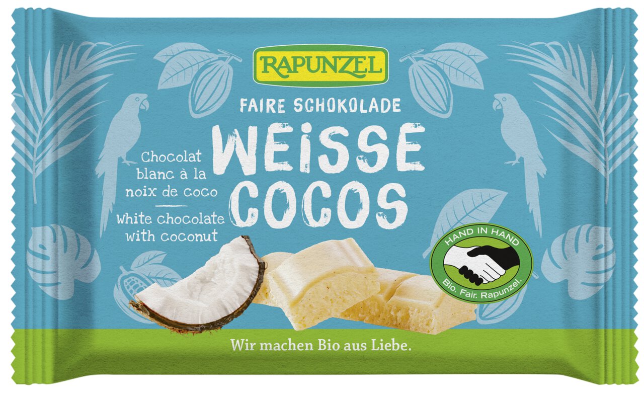 Czekolada Biała Z Wiórkami Kokosowymi Bio 100 G - Rapunzel