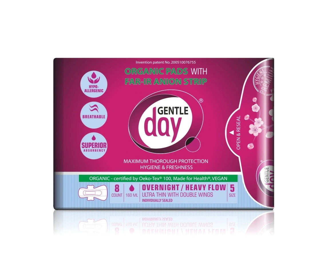Podpaski Higieniczne Z Paskiem Anionowym Na Noc 8 Szt. - Gentle Day