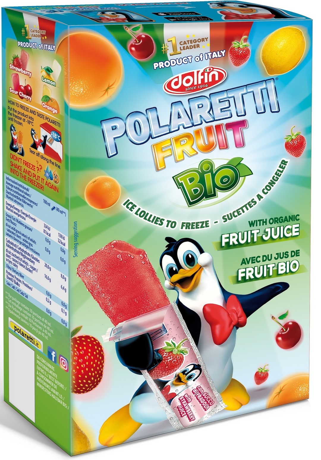 Lody Wodne Do Zamrożenia Bio (10 X 40 Ml) 400 Ml - Polaretti Fruit (Dolfin)
