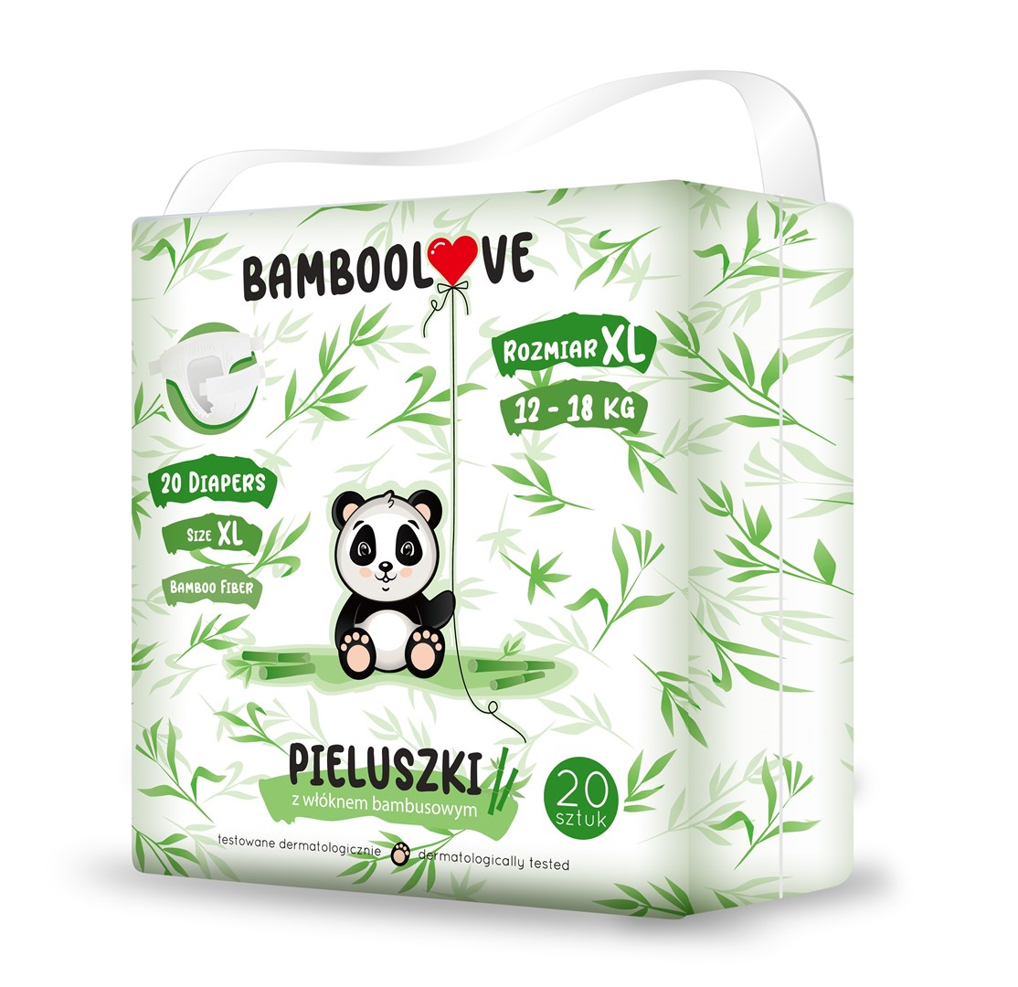 Pieluchy Z Włóknem Bambusowym Rozmiar Xl 12 - 18 Kg (20 Szt.) - Bamboolove