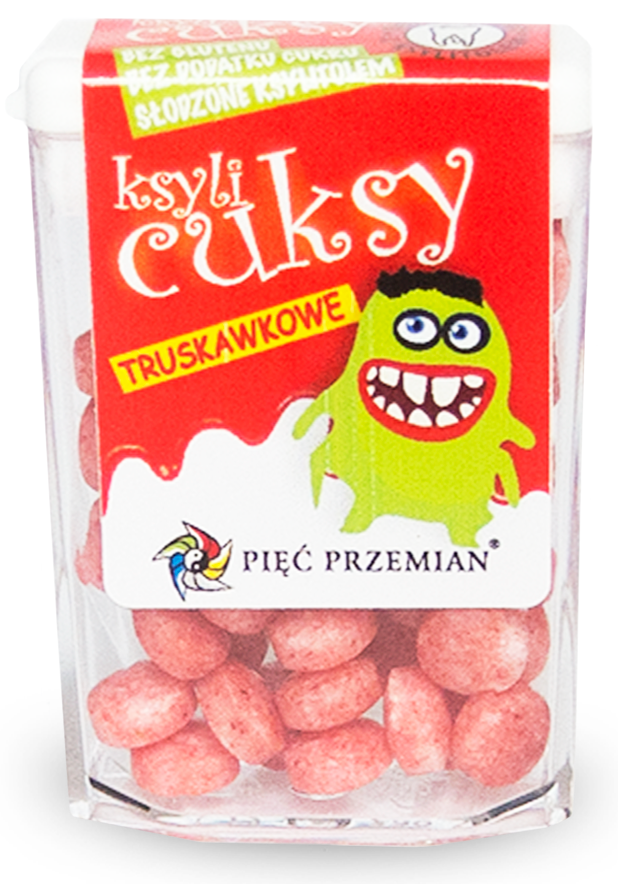 Cukierki Z Ksylitolu Ksylicuksy Truskawkowe Bezglutenowe 13 G - Pięć Przemian