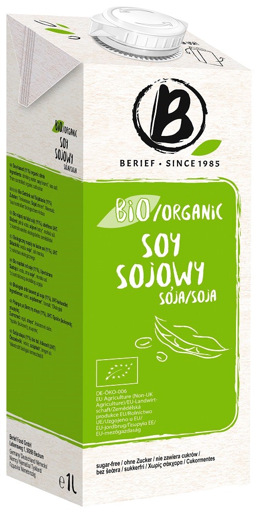 Napój Sojowy Naturalny Bez Cukru Bezglutenowy Bio 1 L - Berief