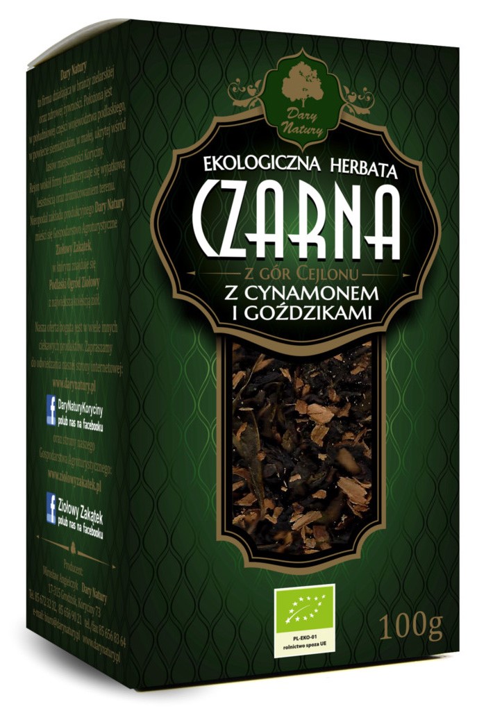 Herbata Czarna Z Cynamonem I Goździkami Bio 100 G - Dary Natury