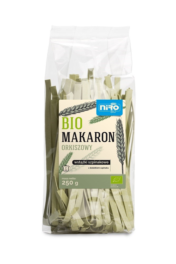 Makaron (Orkiszowy Szpinakowy) Wstążki Bio 250 G - Niro