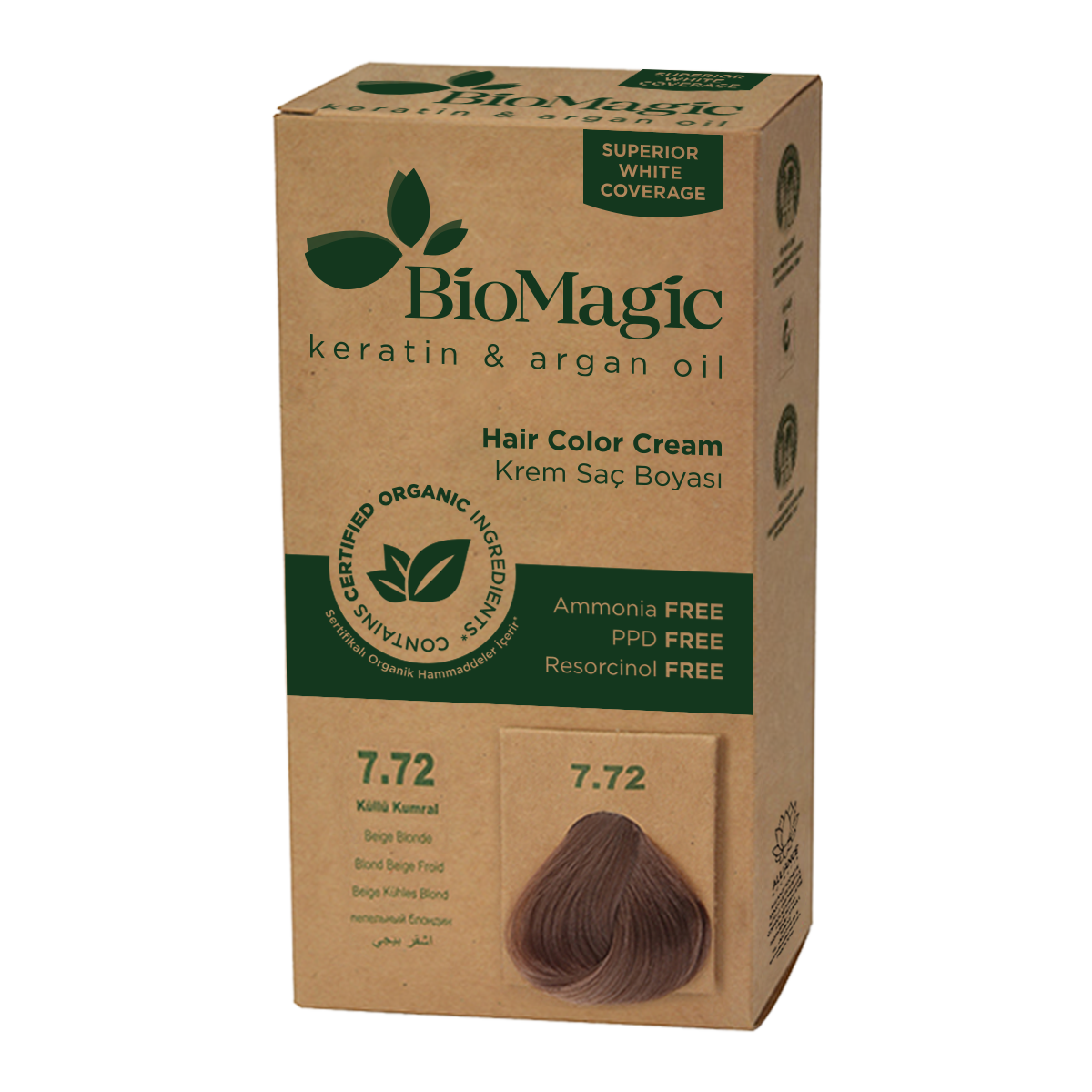Farba Do Włosów Beżowy Blond (7.72) 250 G - Biomagic