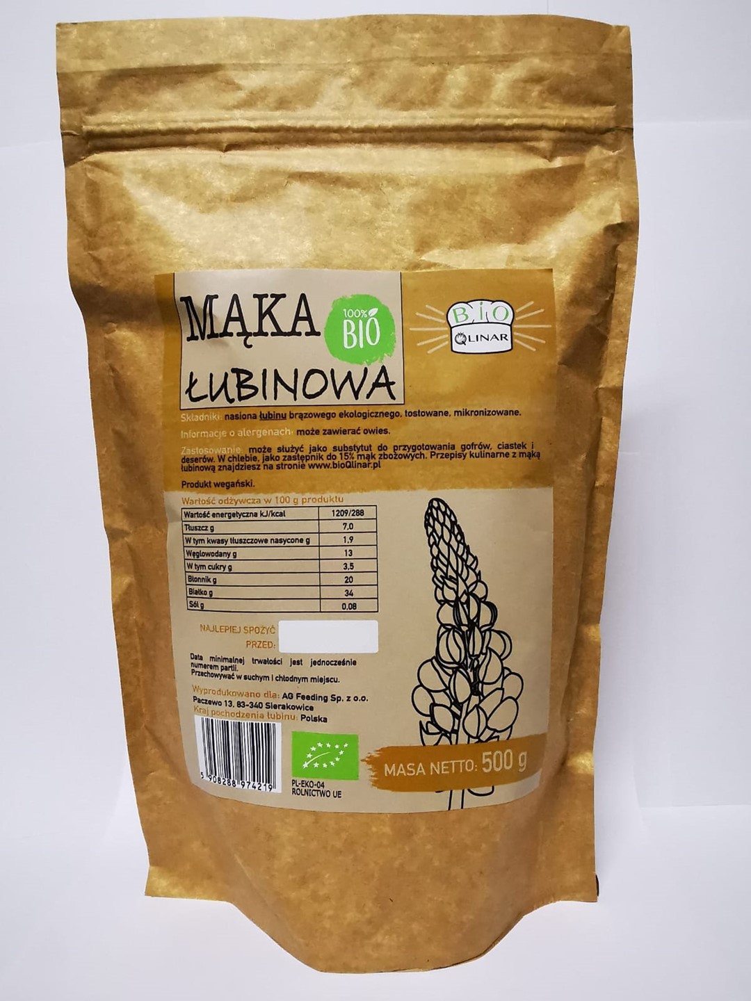Mąka Łubinowa Bio 500 G - Bio Qlinar