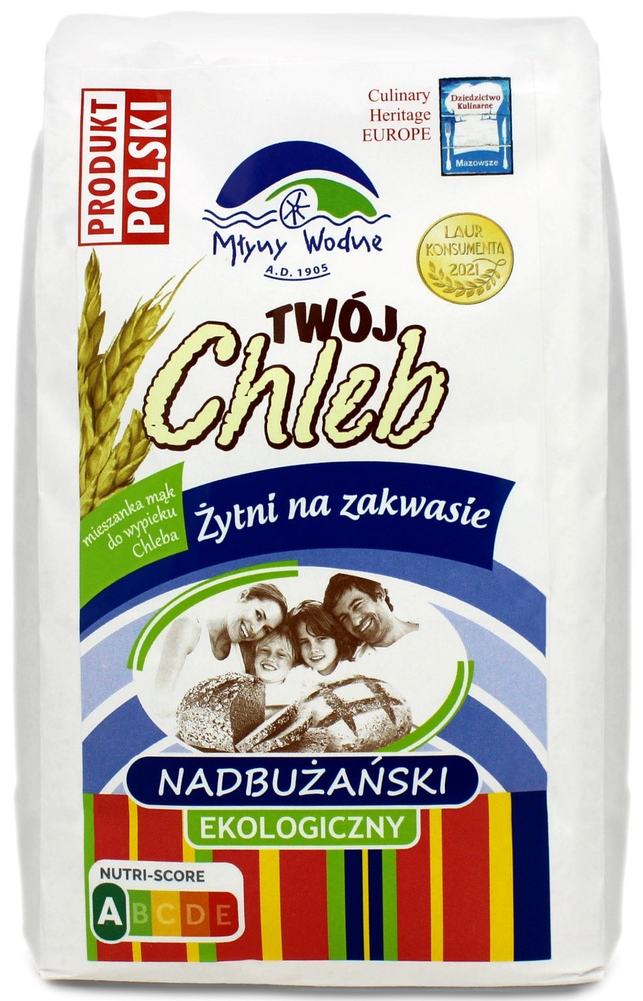 Mieszanka "Twój Chleb" Nadbużański Żytni Na Zakwasie Bio 1 Kg - Młyny Wodne (Eko Oaza)