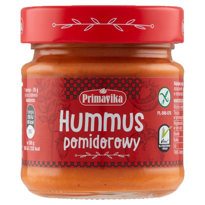 Hummus Pomidorowy Bezglutenowy 160 G - Primavika