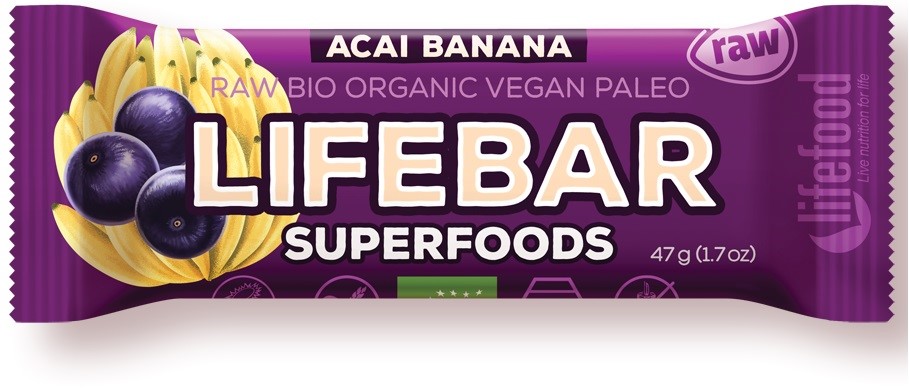 Baton Daktylowo - Orzechowy Z Bananem Raw Bez Dodatku Cukrów Bezglutenowy Bio 47 G - Lifefood