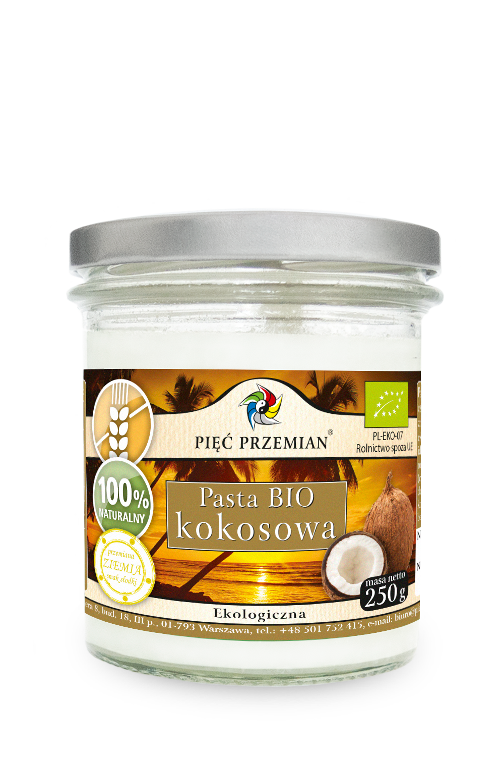 Pasta Kokosowa Bezglutenowa Bio 250 G - Pięć Przemian