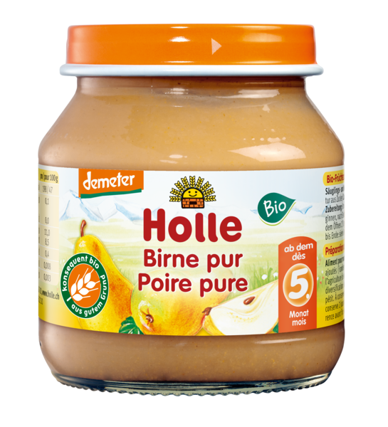 Puree Z Gruszki Bez Dodatku Cukrów Bezglutenowe Od 5 Miesiąca Demeter Bio 125 G (Słoik) - Holle