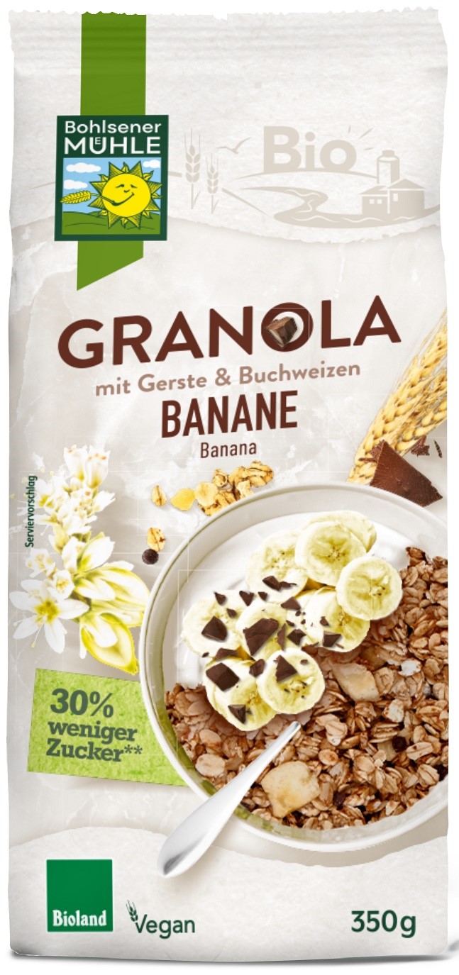 Granola Bananowa Z Czekoladą 30 % Mniej Cukru Bio 350 G - Bohlsener Muehle