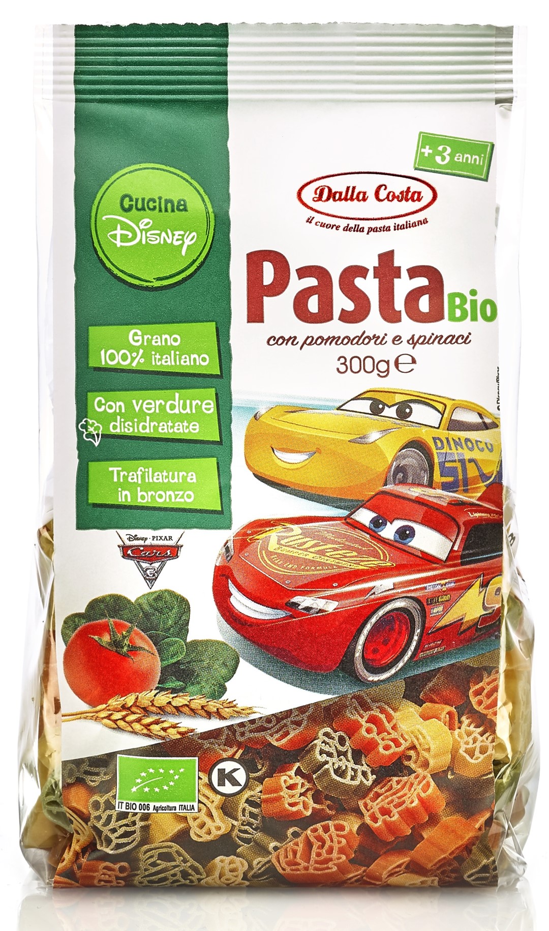Makaron (Semolinowy Trójkolorowy) Disney Auta Bio 300 G - Dalla Costa
