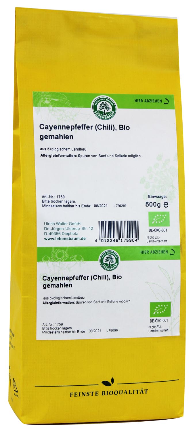 Chili (Pieprz Cayenne) Bio 500 G - Horeca (Lebensbaum)