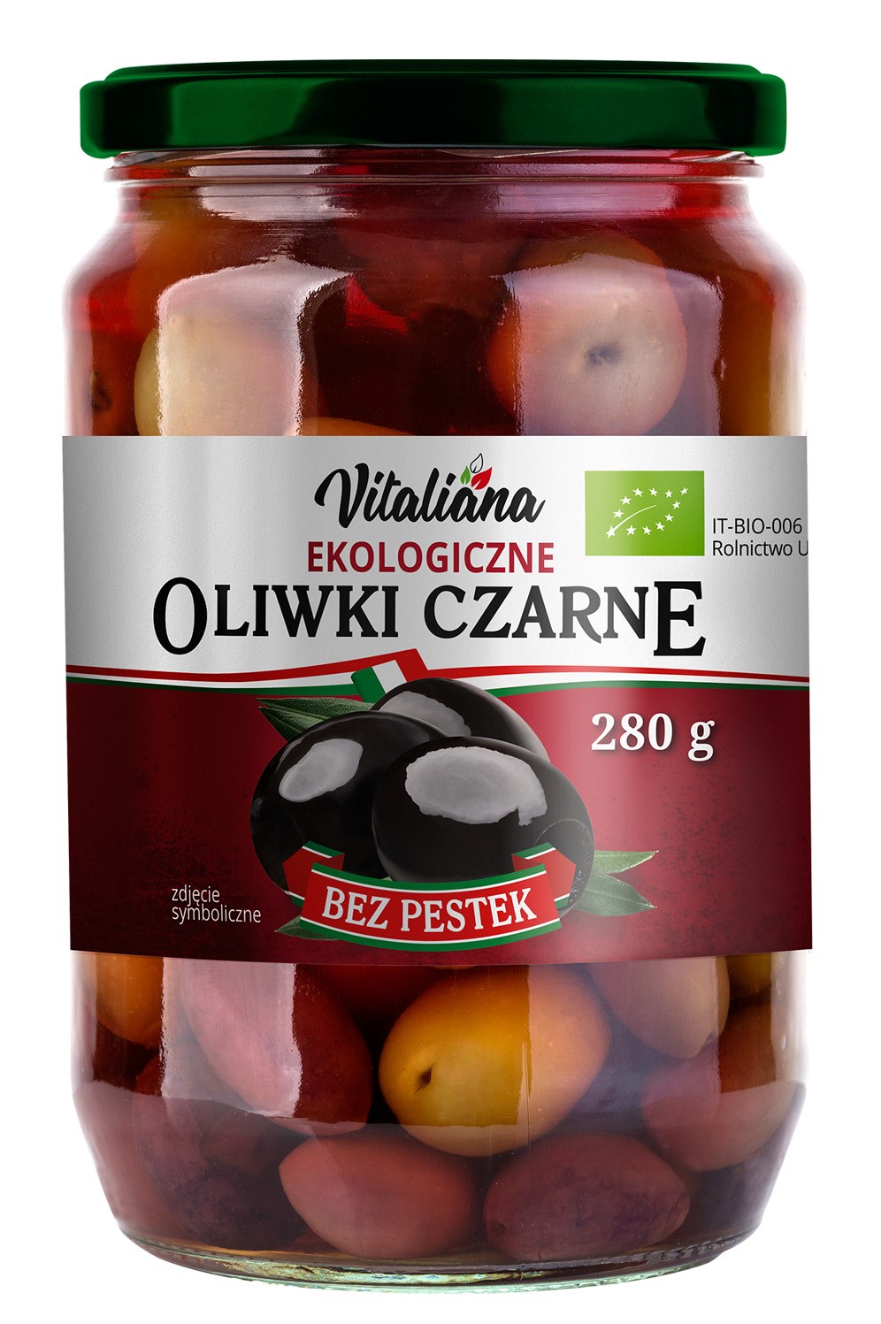 Oliwki Czarne Bez Pestek W Zalewie Bio 280 G - Vitaliana