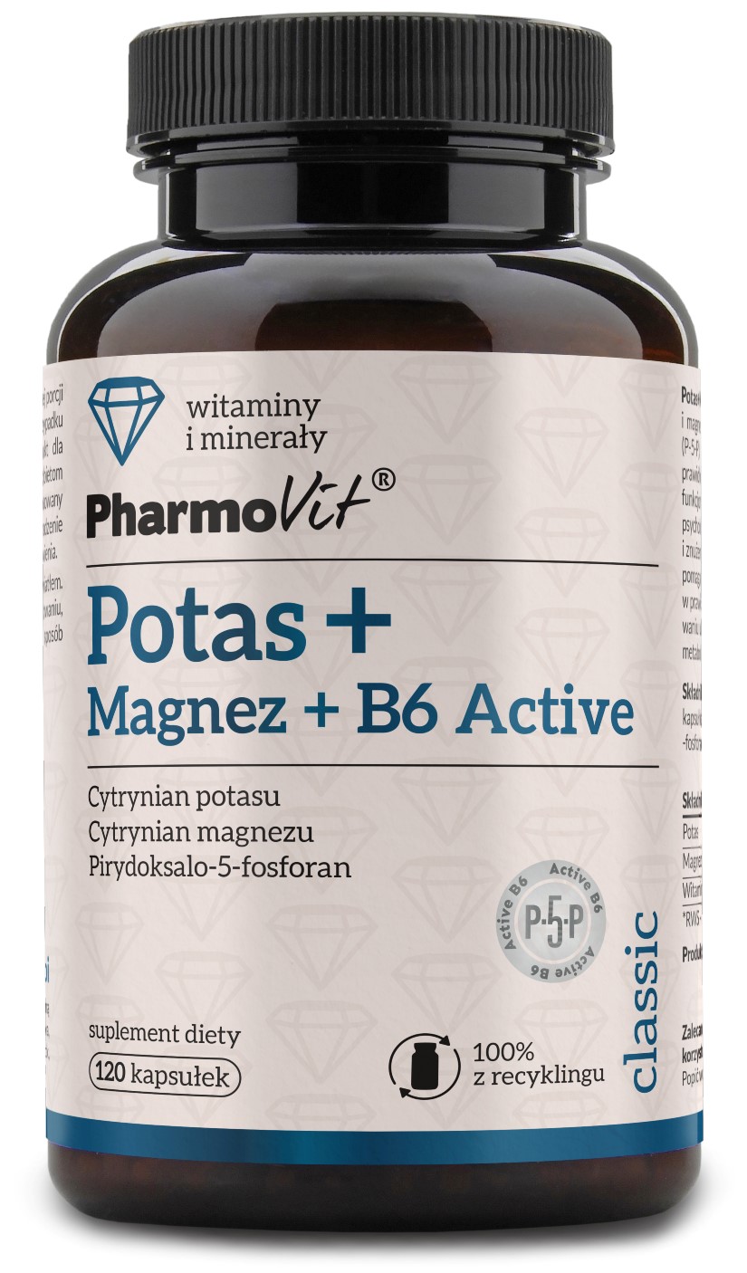 Potas + Magnez + Witamina B6 Active 120 Kapsułek 136,39 G - Pharmovit (Classic)