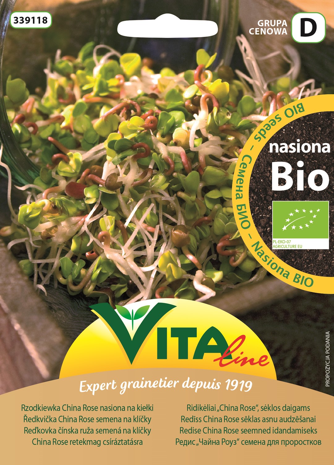 Nasiona Rzodkiewki China Rose Bio Na Kiełki 20 G - Vita Line (41141Cin0Cs, Vg9050, 198005)