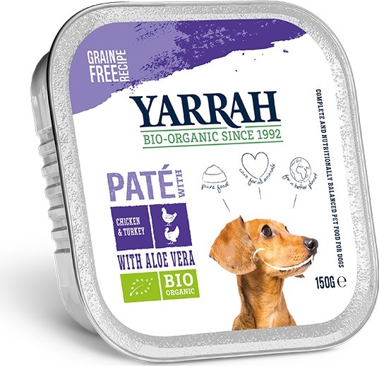 (Dla Psa) Pasztet Z Kurczaka, Wołowiny I Indyka Z Aloesem Bio 150 G - Yarrah