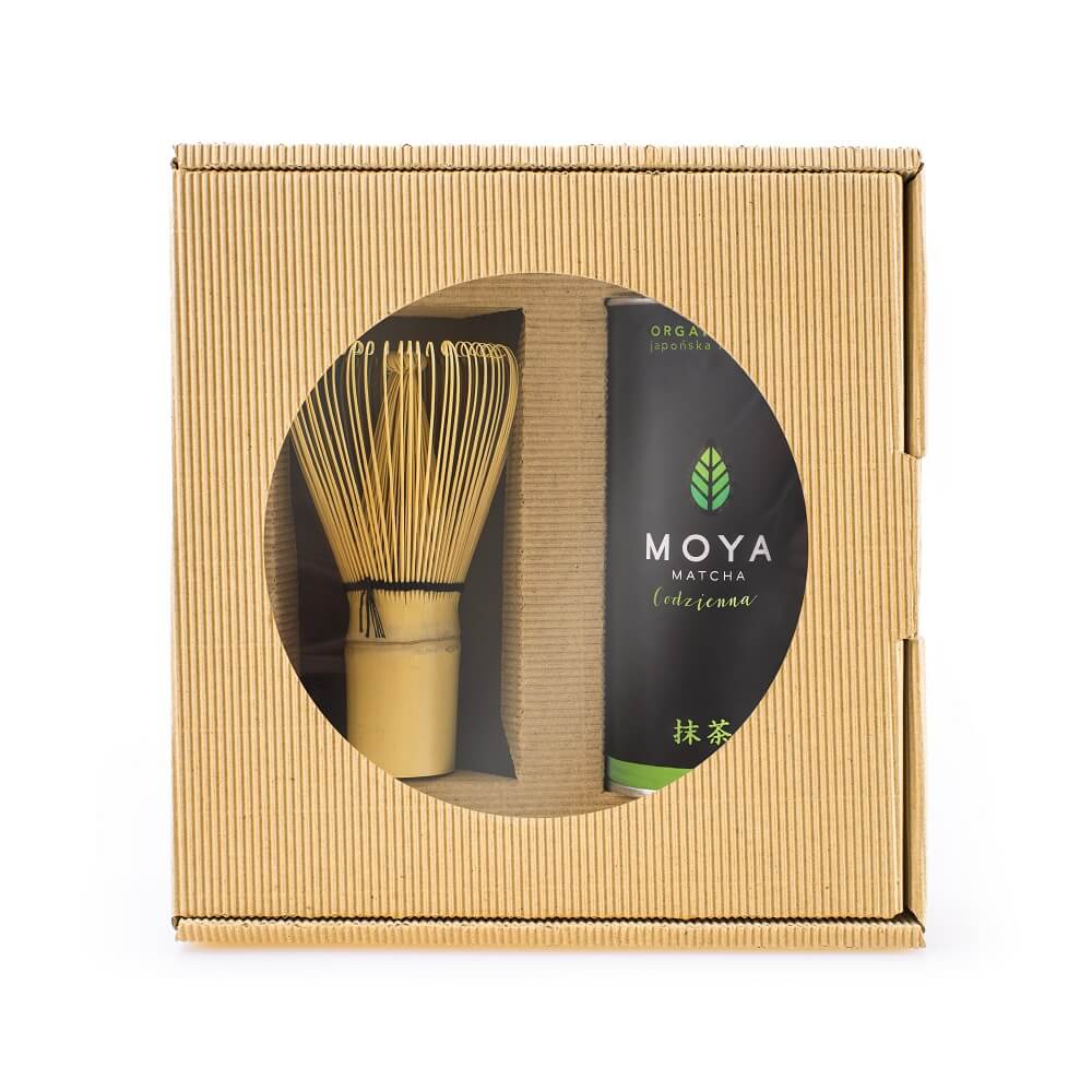 Zestaw Herbata Zielona Matcha Codzienna Japońska Bio 30 G & Miotełka Bambusowa Chasen - Moya Matcha