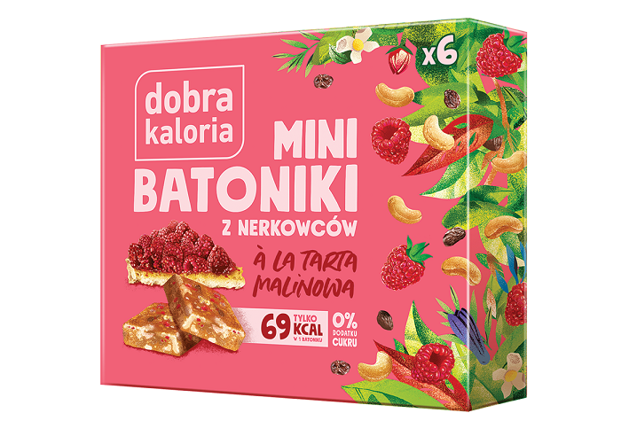 Batoniki Mini Z Nerkowców A'la Tarta Malinowa (6 X 17 G) 102 G - Dobra Kaloria