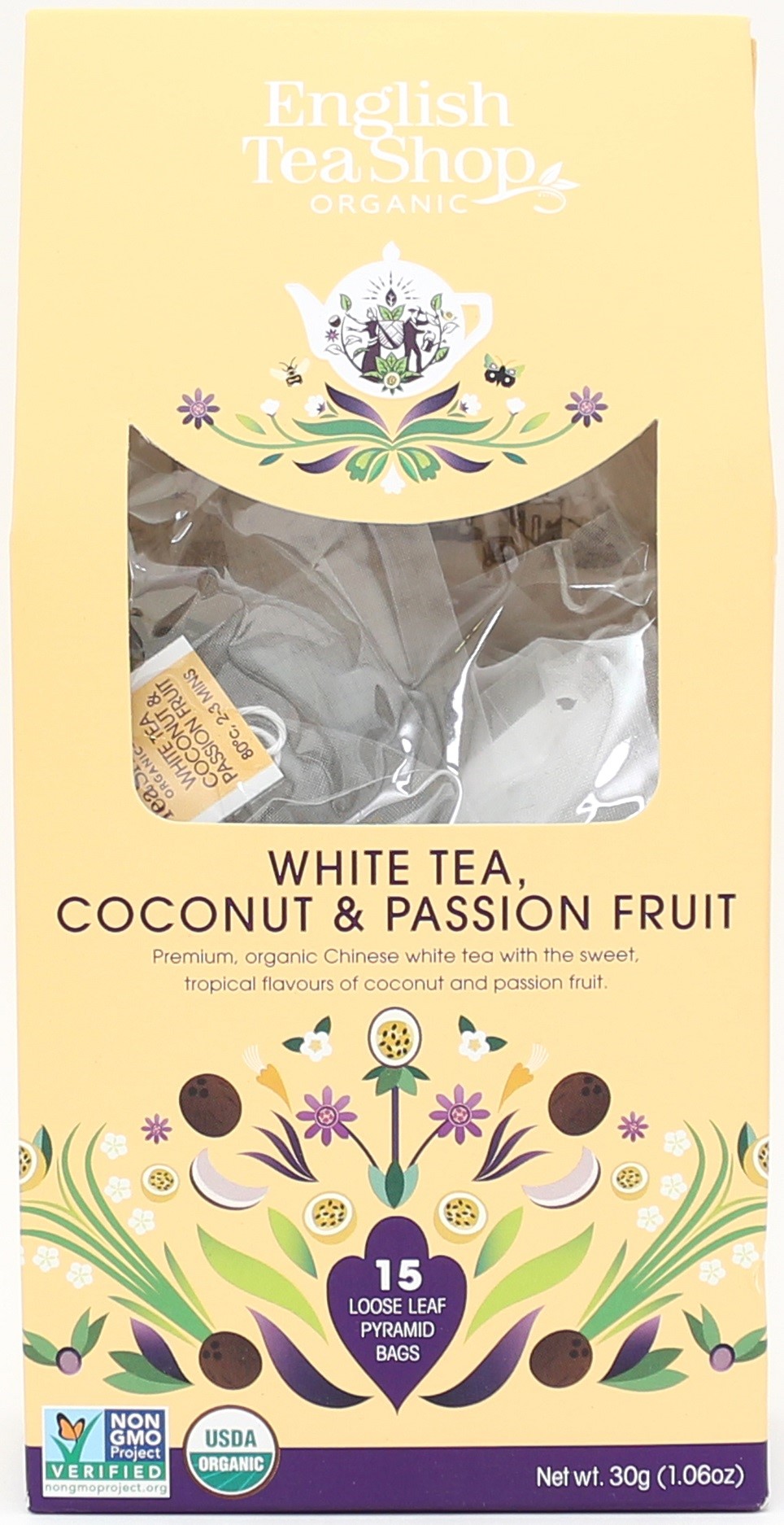 Herbata Biała - Kokos - Marakuja Bio Piramidki (15 X 2 G) 30 G - English Tea Shop
