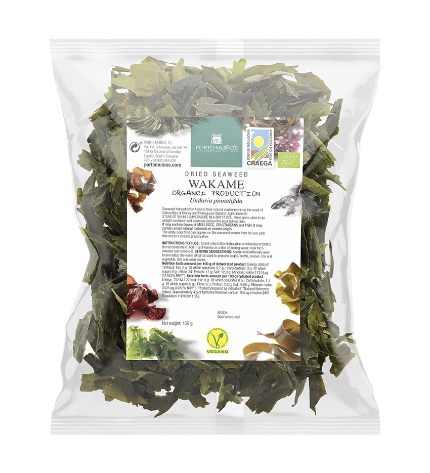 Algi Morskie Suszone - Wakame Bio 100 G (Torebka Foliowa) - Porto Muinos