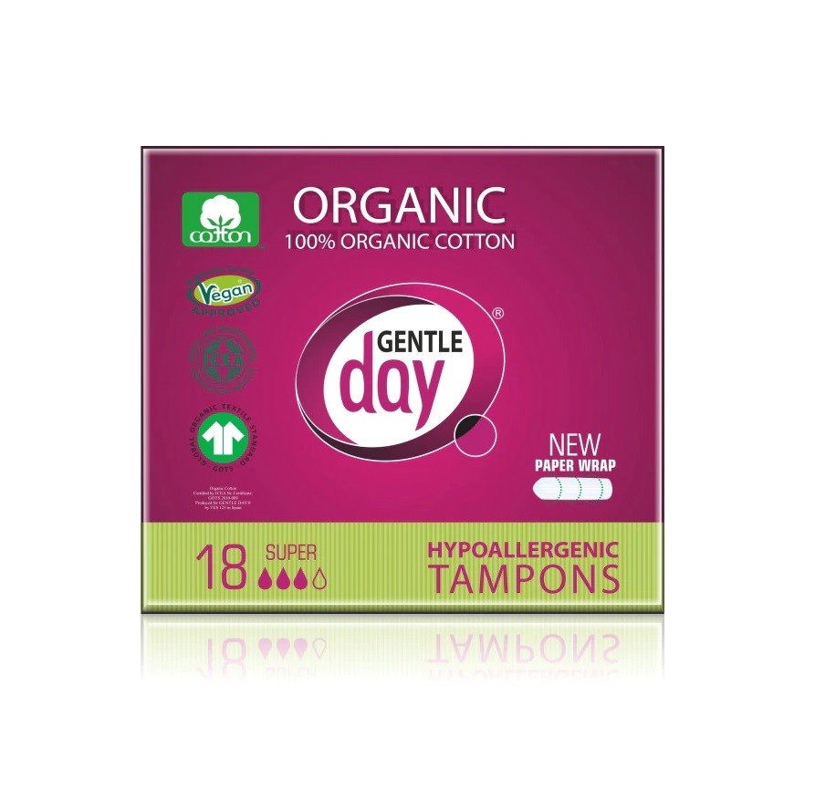 Tampony Ze 100 % Bawełny Ekologicznej - Super 18 Szt. - Gentle Day
