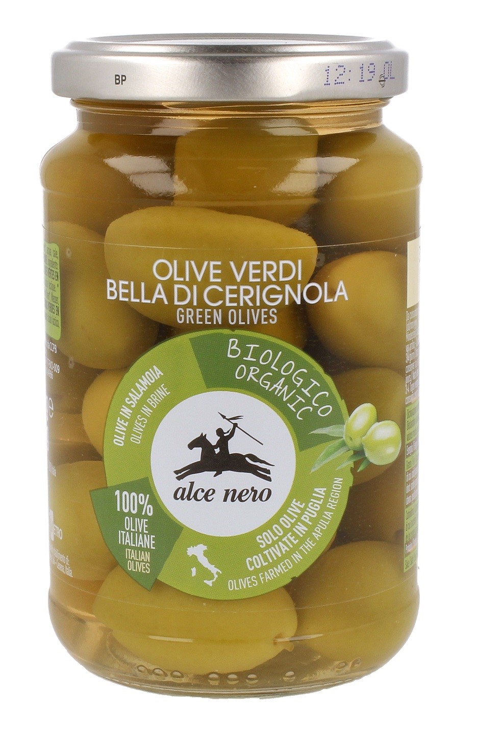 Oliwki Zielone Bella Di Cerignola Z Pestką W Zalewie Bio 350 G (180 G) - Alce Nero