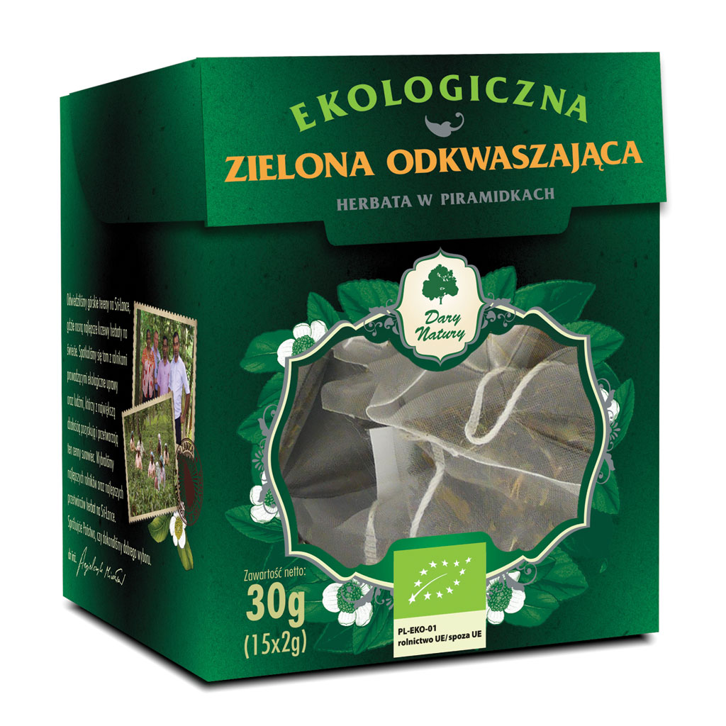 Herbata Zielona Odkwaszająca Piramidki Bio (15 X 2 G) 30 G - Dary Natury