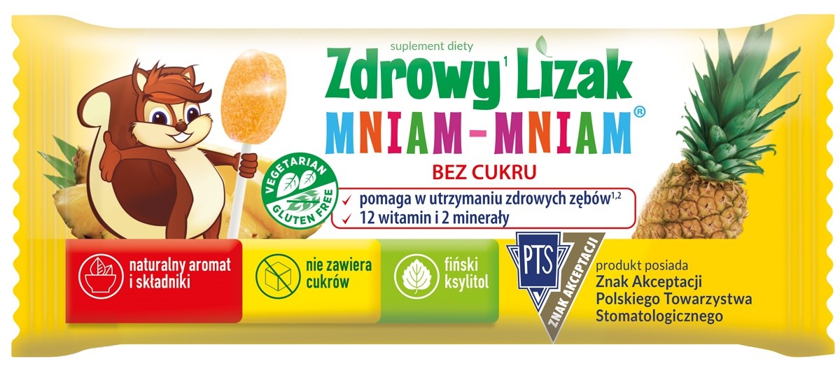 Lizak O Smaku Ananasowym Z Witaminami I Minerałami Bezglutenowy 6 G - Mniam Mniam Starpharma