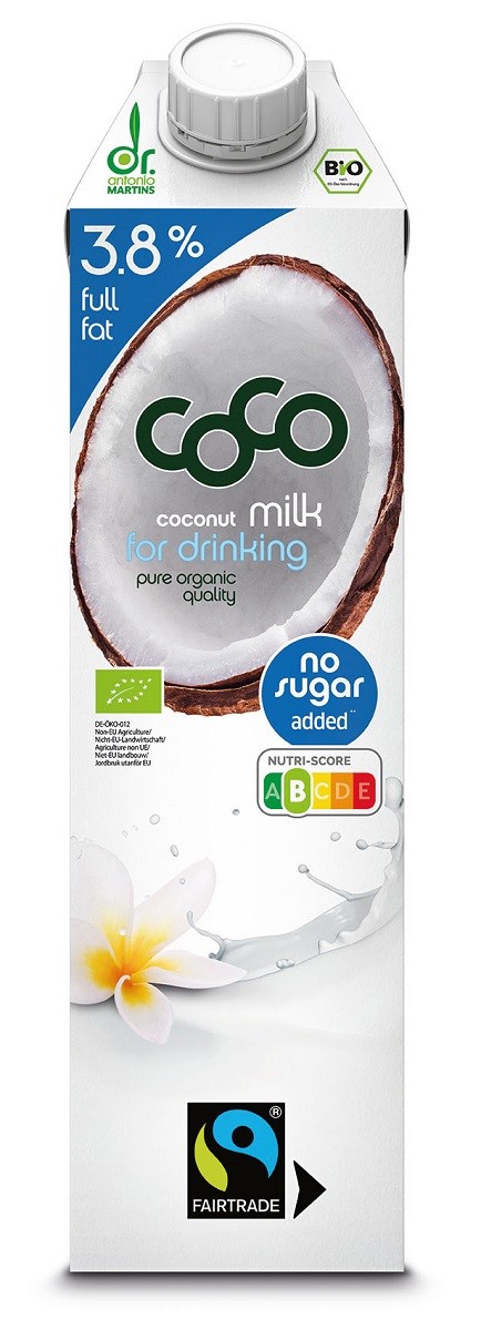 Coconut Milk - Napój Kokosowy Do Picia 3,8 % Tłuszczu Bez Dodatku Cukrów Fair Trade  Bio 1 L - Coco (Dr Martins)