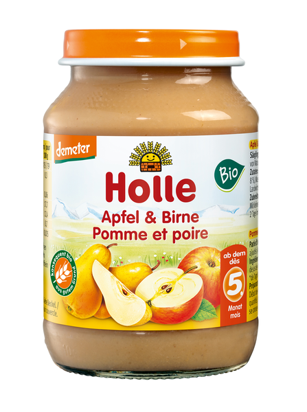 Jabłko - Gruszka Bezglutenowe Od 5 Miesiąca Demeter Bio 190 G (Słoik) - Holle