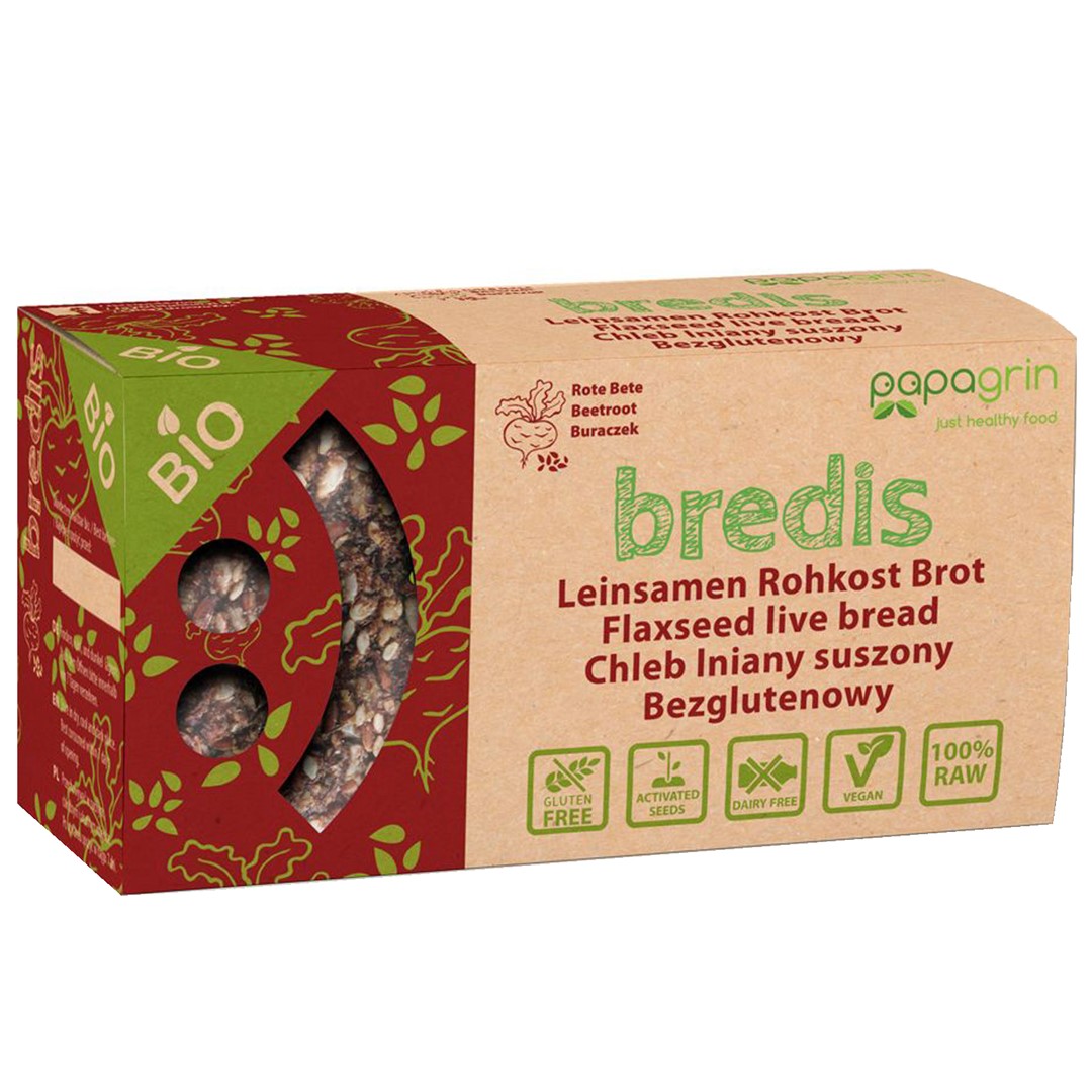 Chleb Lniany Suszony Z Burakiem Czerwonym Bezglutenowy Bio 70 G - Papagrin