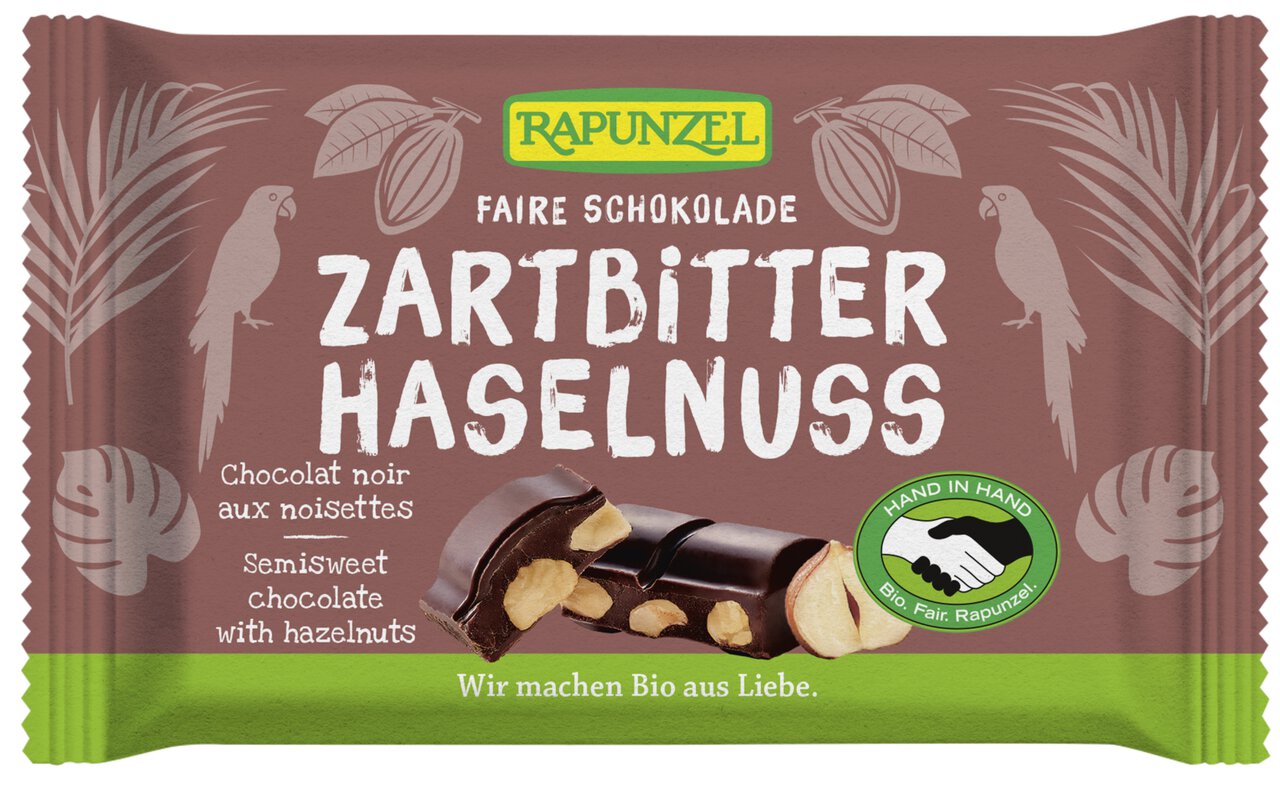 Czekolada Gorzka Z Orzechami Laskowymi Bio 100 G - Rapunzel