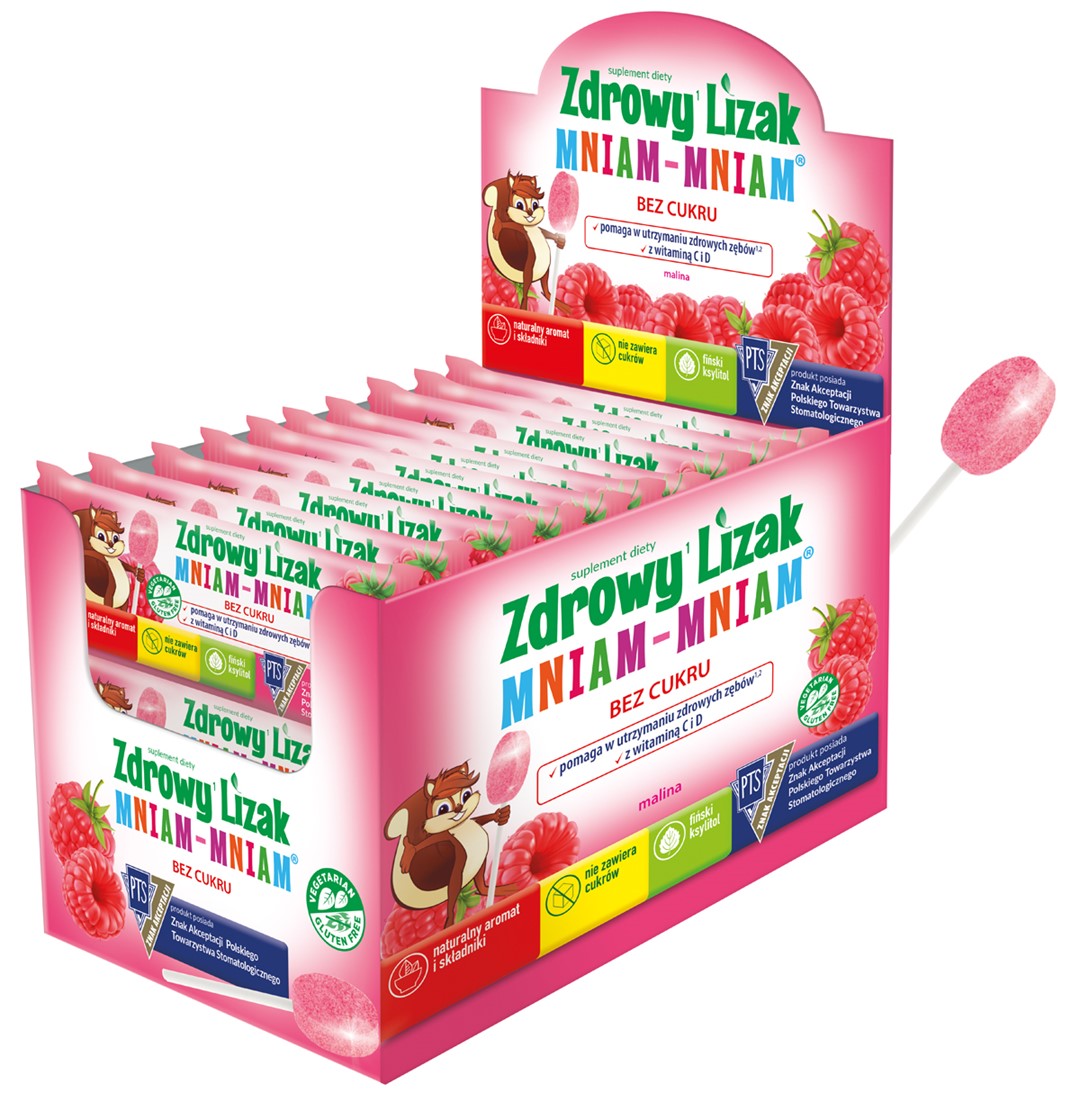 Lizak O Smaku Malinowym Z Witaminą D I C Bezglutenowy 6 G - Mniam Mniam Starpharma