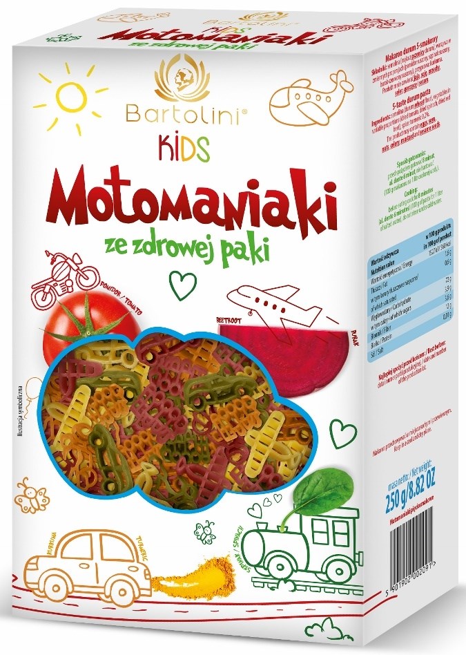 Makaron (5-Smakowy) Dla Dzieci Motomaniaki 250 G - Bartolini