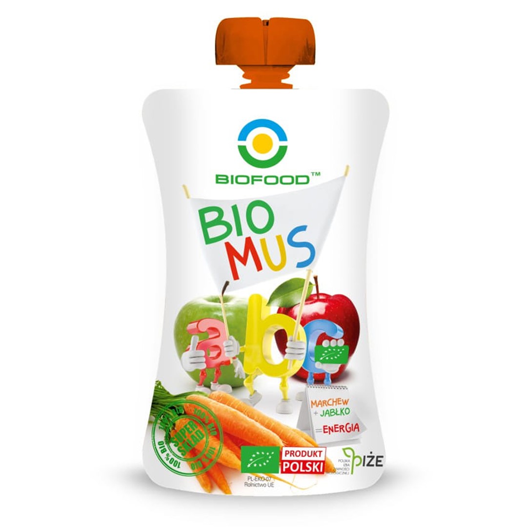 Mus Marchwiowo - Jabłkowy Bezglutenowy Bio 90 G - Bio Food